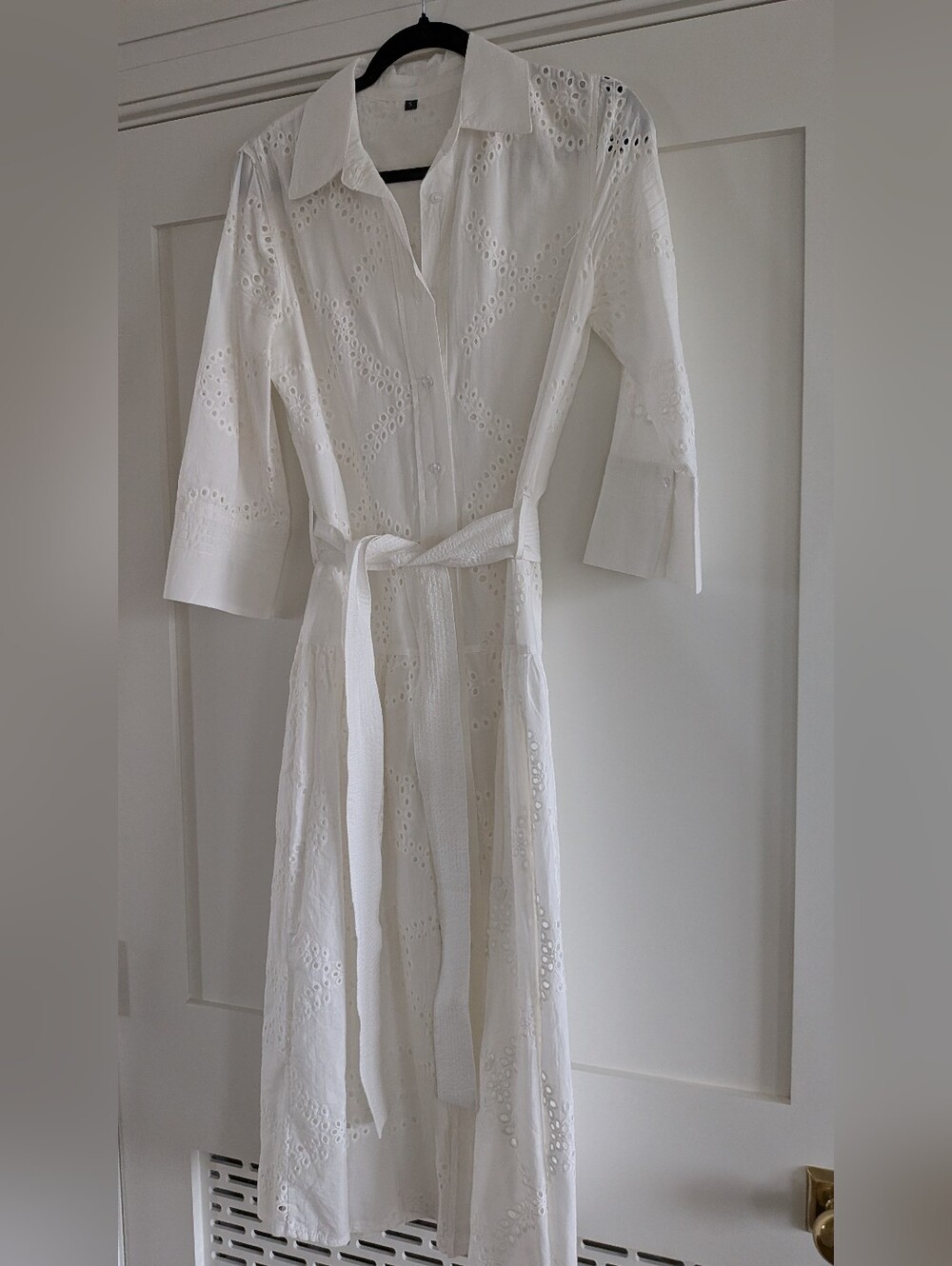 Like New! Crisp White Eyelet and Lined Beautiful Summer Dress, Size U.S. S.